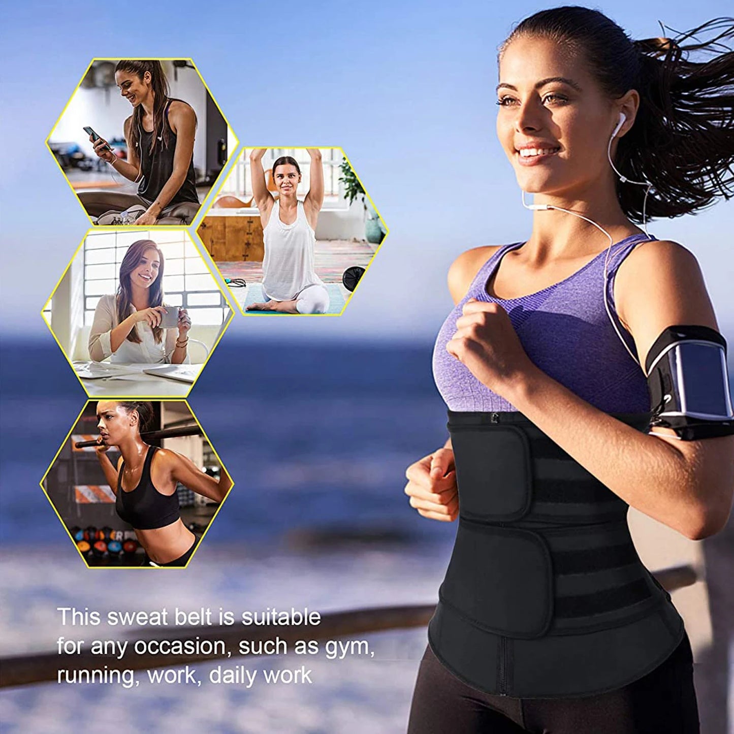 Workout Tummy Control Waist Trainer Trimmer Sweat Belt For Women