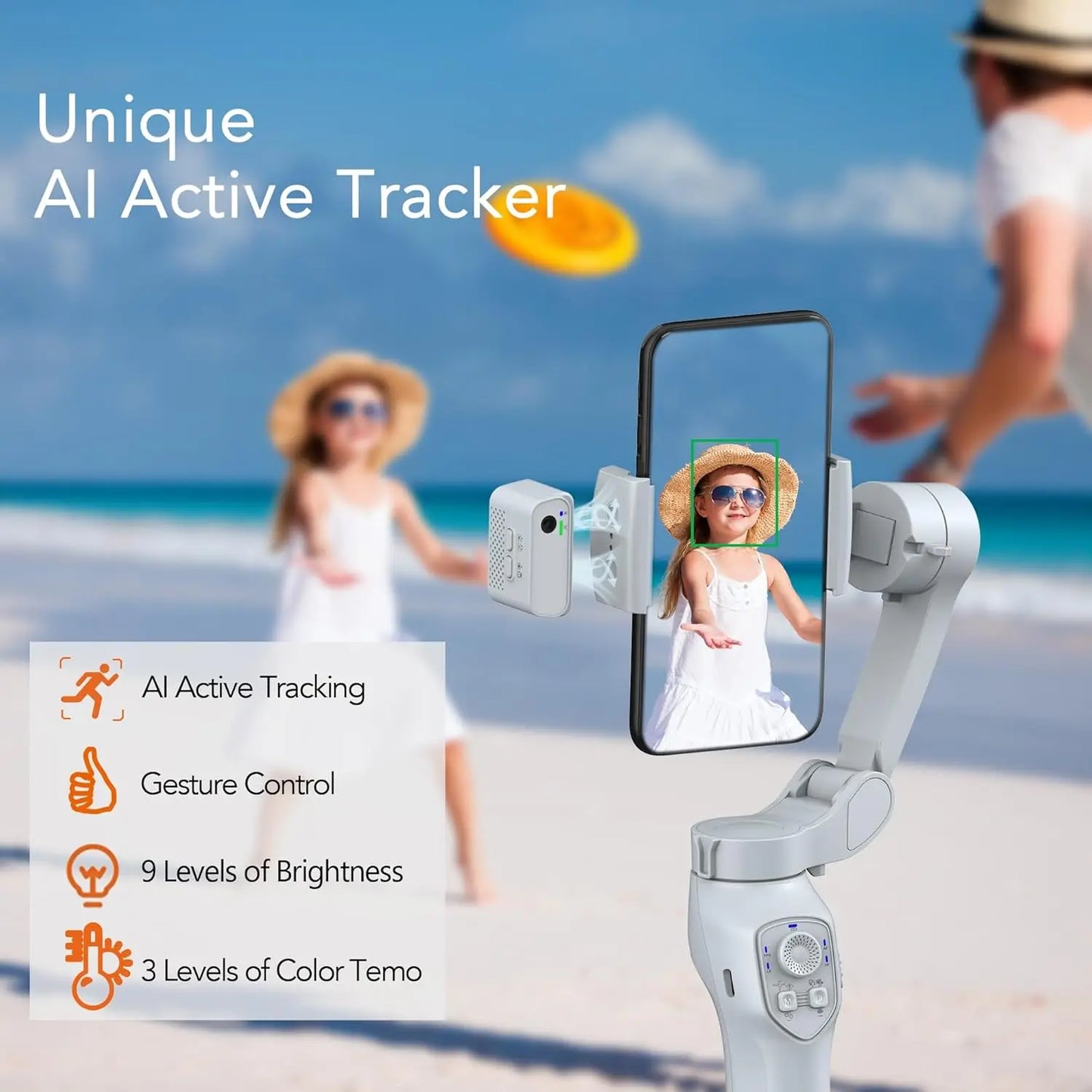 AI Active Tracker Handheld Phone Gimbal for Reels & YouTube Videos with Magnetic Stabilizer for Smartphone