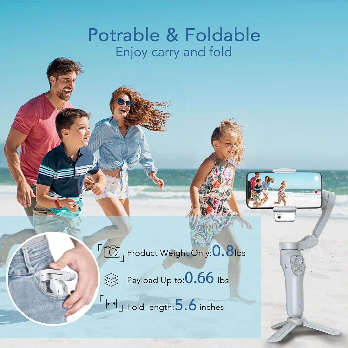 AI Active Tracker Handheld Phone Gimbal for Reels & YouTube Videos with Magnetic Stabilizer for Smartphone
