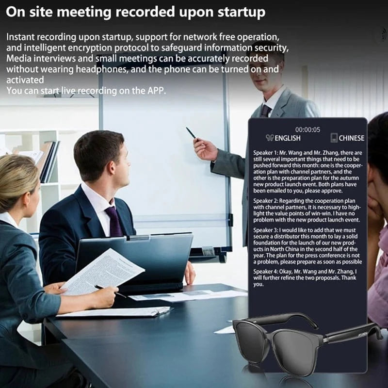 AI Intelligent C8 Smart Wireless Bluetooth Glasses Real - time Simultaneous Interpretation Headset - Shop Gamset