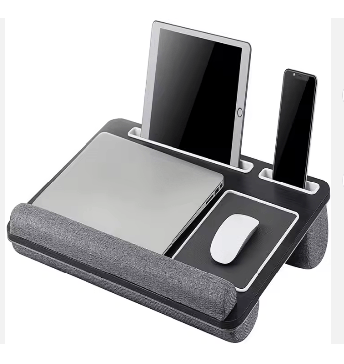 Anti Slip Multi Purpose Laptop Desk Table Design of Double Groove Bar Embedded Mouse Pad Use