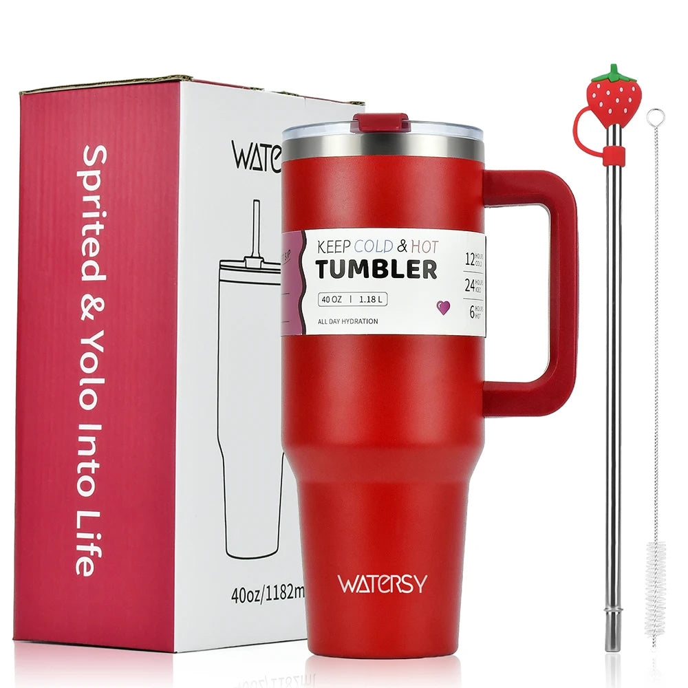 Large Capacity  Stainless Steel Thermal Mug Tumbler with Handle and Straw for Office or Home Coffee  Gifts Cup