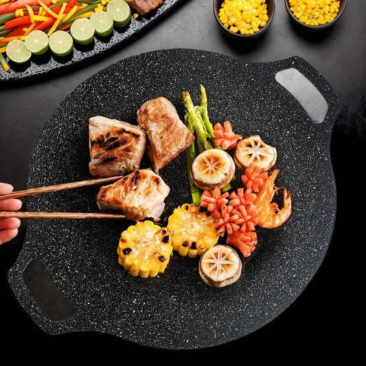 Heavy-Duty Nonstick Korean BBQ Grill Pan, Perfect For Outdoor Grilling And Camping