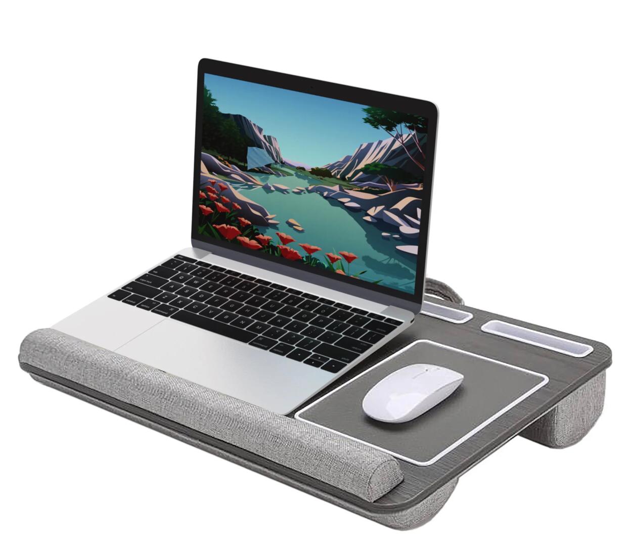 Anti Slip Multi Purpose Laptop Desk Table Design of Double Groove Bar Embedded Mouse Pad Use - Shop Gamset