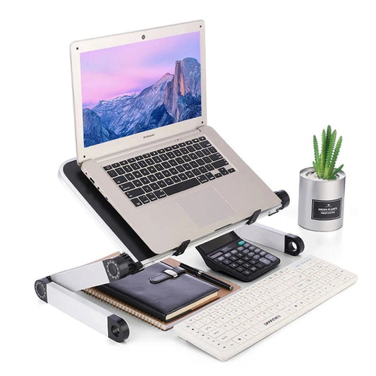 Ergonomic Adjustable Portable Aluminum Laptop Desk Stand For PC Notebook With Mouse Pad - Shop Gamset