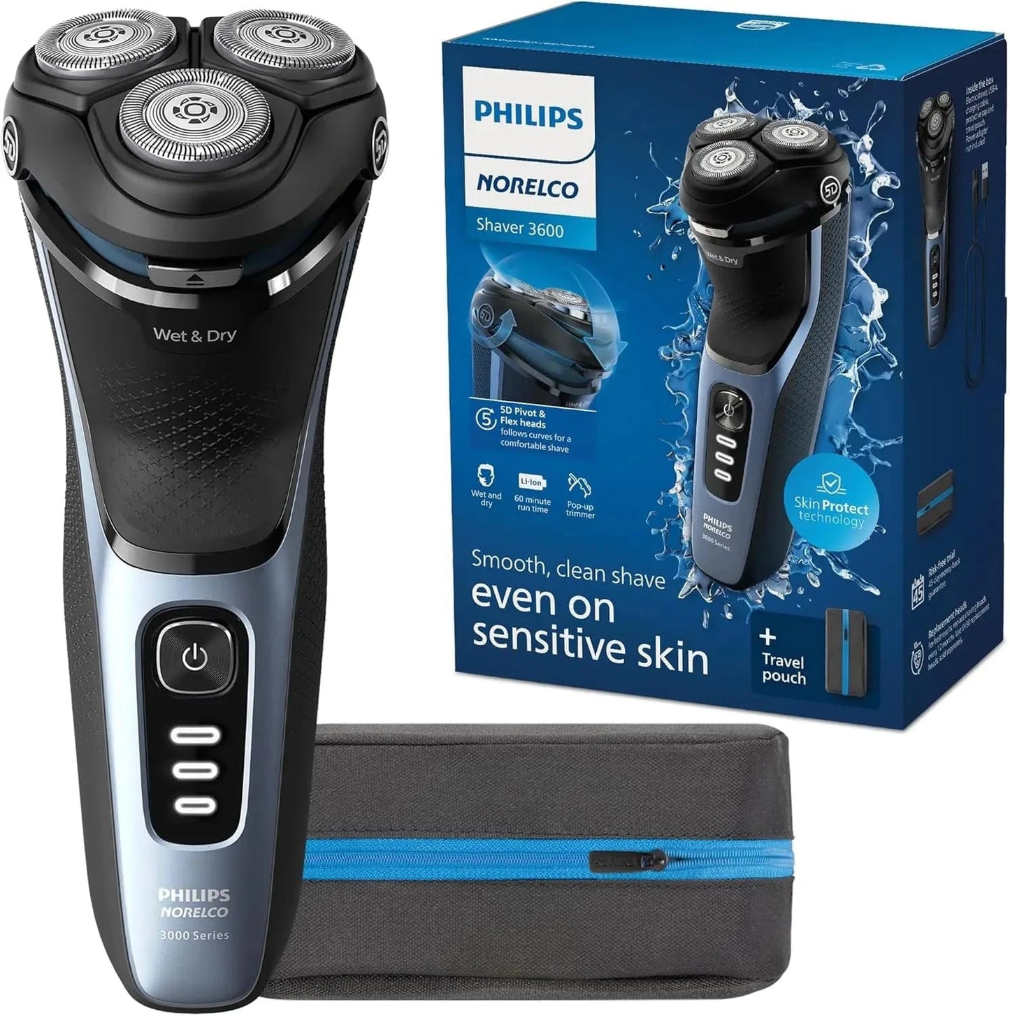 Rechargeable Wet & Dry Electric Shaver with Pop - Up Trimmer, Travel Storage Pouch and Protective Cap - Shop Gamset